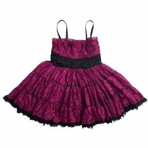 Oh! La La! Girls Couture Dress Size 6 Lace Tutu Magenta Boutique Full Skirt